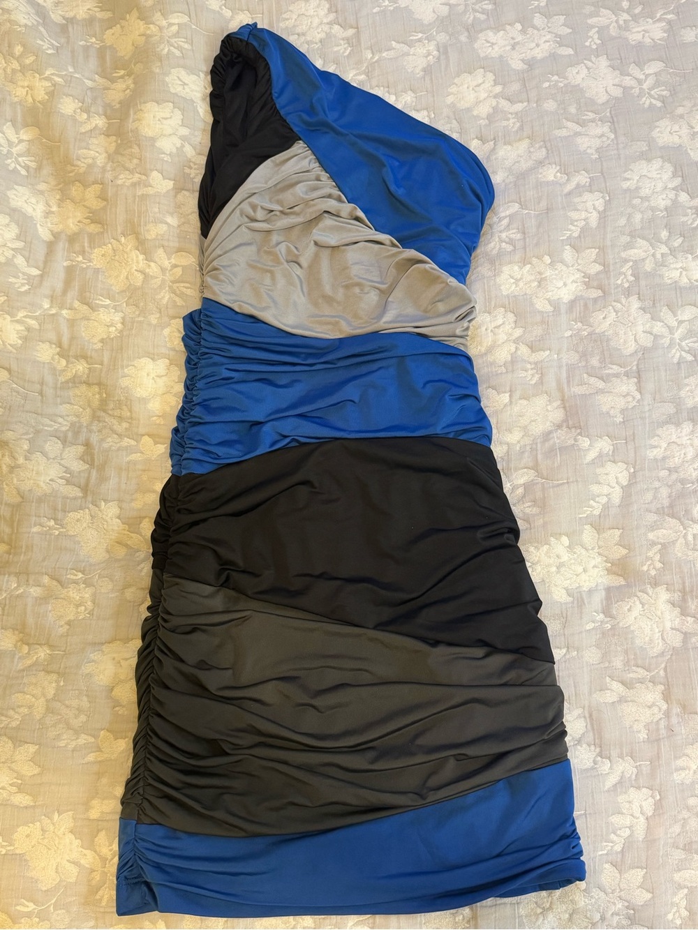My Michelle Blue and Black Strapless Colorblock Dress